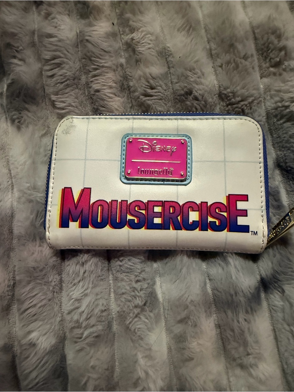 Loungefly White Zip Wallet with Colorful Disney Sports Characters - Picture 2 of 3